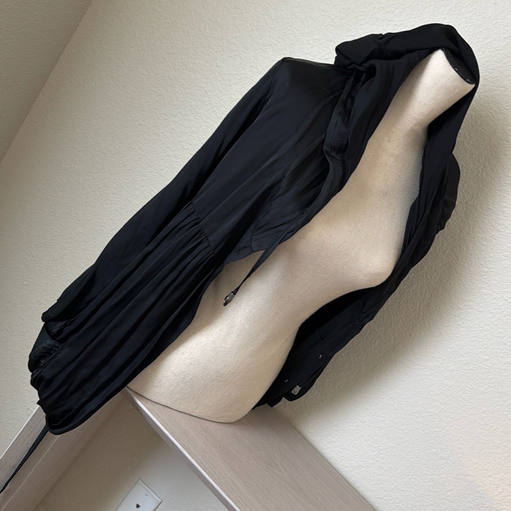 Made in Italy black satin hoodie